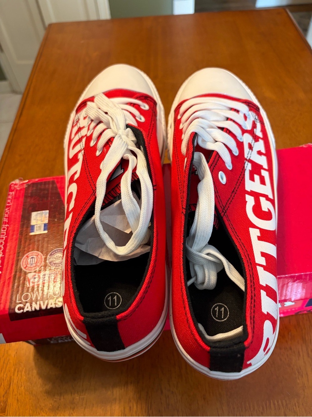 Rutgers Red  Canvas Sneakers with White Laces Foco NWB - Picture 2 of 5